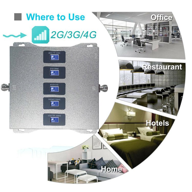Smart 800 900 1800 2100 2600 5 band mobile booster 3g 4g 5g lte mobilebooster for cell phone cellular repeater booster amplifier